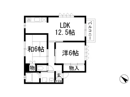 プラム中彦(2LDK/2階)の間取り写真