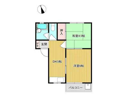 サンメゾン加国NO.1(2DK/2階)の間取り写真