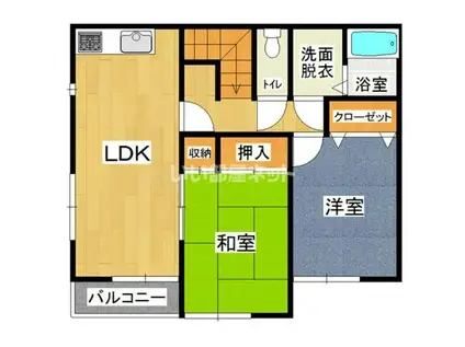 グリーンヒル(2LDK/2階)の間取り写真