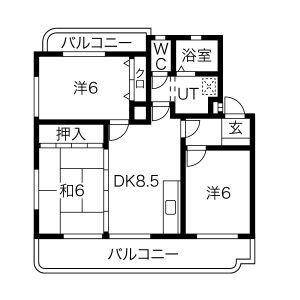 ゆとりーとライン 小幡緑地駅 徒歩22分 4階建 築34年(3LDK/4階)の間取り写真