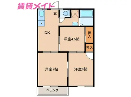 ピアース赤堀南町 A棟(3DK/2階)の間取り写真