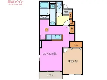 ジェルメ86VI(1LDK/1階)の間取り写真