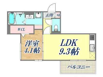 アンベリール(1LDK/1階)の間取り写真