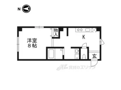 清風ハイツ(1K/3階)の間取り写真