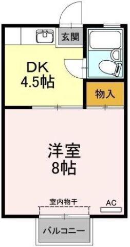 プレジール南昭和(1K/2階)の間取り写真