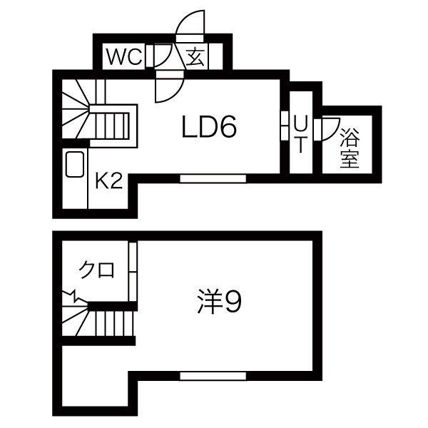 アウルの社ドゥカトル(1LDK/1階)の間取り写真