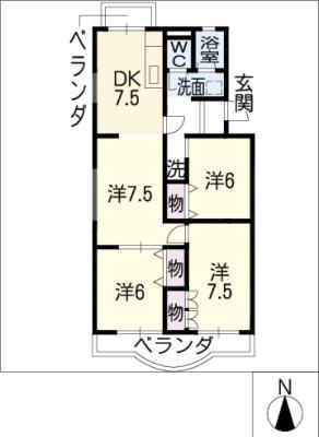 レジデンス内浦(4DK/4階)の間取り写真