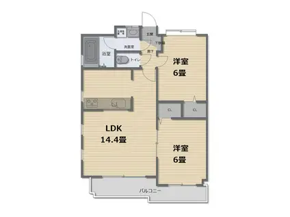 グリーンバレー弐番館(2LDK/2階)の間取り写真