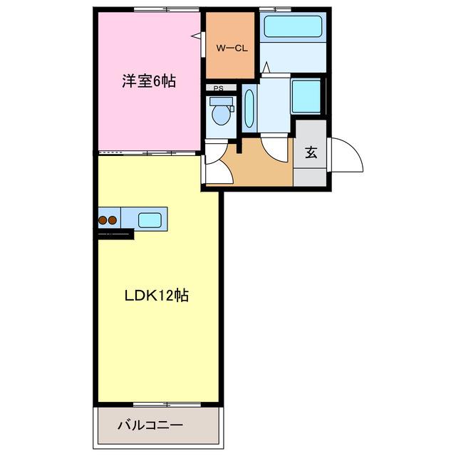 ブリーゼ C棟(1LDK/1階)の間取り写真