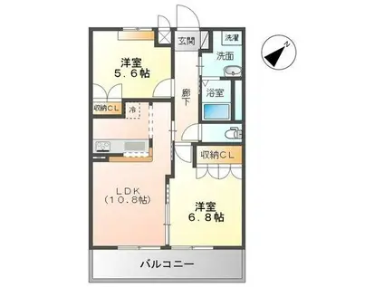 グラン・ウッドA(2LDK/2階)の間取り写真