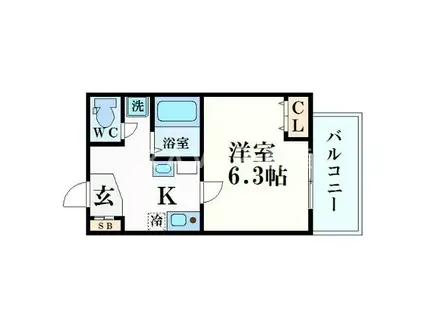 みおつくし東なんば(1K/3階)の間取り写真