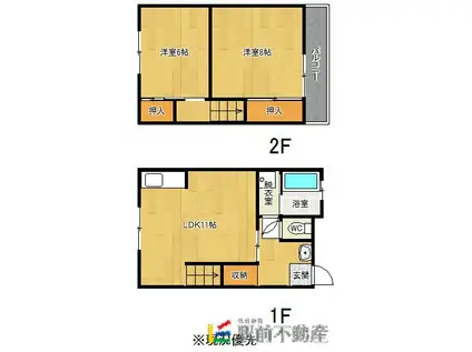 カーサデュオ(2LDK/1階)の間取り写真