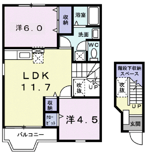 メゾン・ド・セリーヌ IV(2LDK/2階)の間取り写真