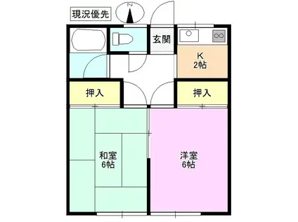 春日ハイツ(2K/2階)の間取り写真