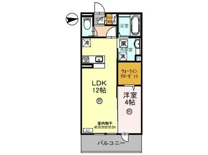 D-ROOM桑ノ木(1LDK/1階)の間取り写真