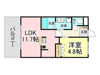 ラピュタII (1LDK/1階)の間取り写真