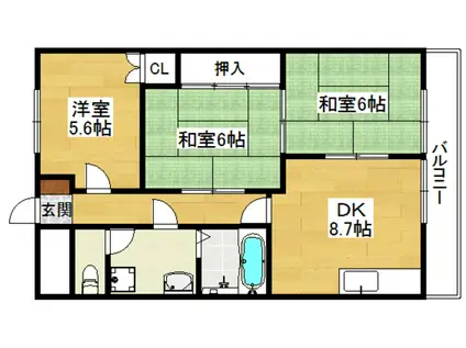 ウエストハイツP1(3LDK/5階)の間取り写真