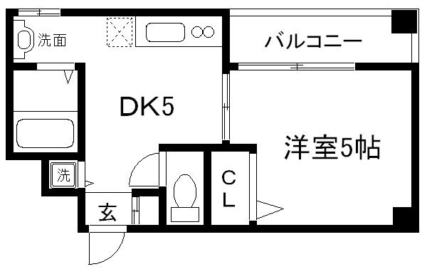 プロスペクト河原町五条(1DK/9階)の間取り写真