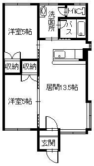 石川ハイツA(2LDK/1階)の間取り写真