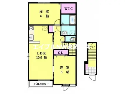 ハアラン御津(2LDK/2階)の間取り写真
