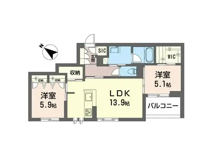 ステラスクネ(2LDK/2階)の間取り写真