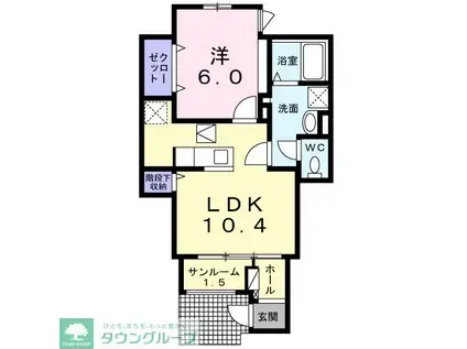 HI-ROSETTA B(1LDK/1階)の間取り写真