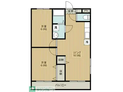 イーストワン高見原(2LDK/2階)の間取り写真