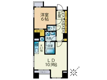 レックス勝どきプレミアレジデンス(1LDK/2階)の間取り写真