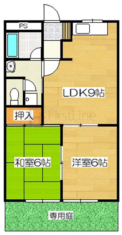 エイトハウスB(2LDK/1階)の間取り写真