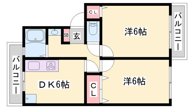 グリーンヒルズ土山(2DK/1階)の間取り写真