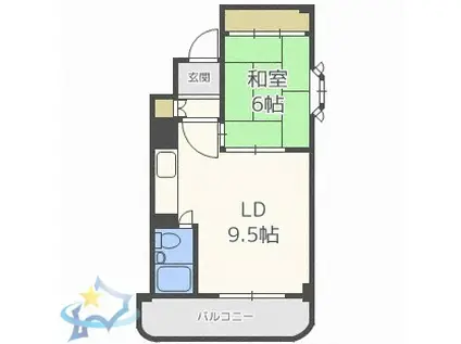 ライオンズマンション西線6条(1LDK/8階)の間取り写真