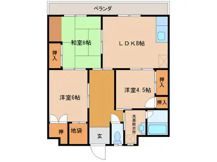 豊川グリーンハイツII(3LDK/3階)の間取り写真