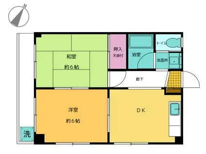 ハイツ小宮(2DK/2階)の間取り写真
