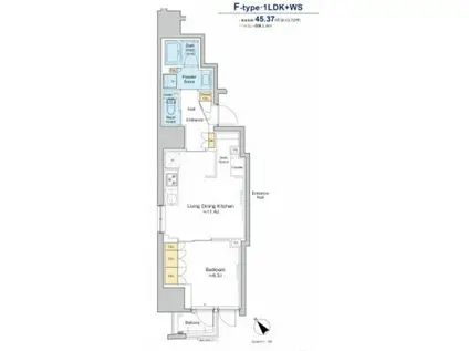 プラウドフラット文京千駄木(1LDK/1階)の間取り写真
