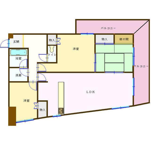 インペリアル下関(3LDK/4階)の間取り写真