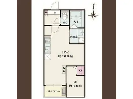 JACK UMATEII(1LDK/3階)の間取り写真