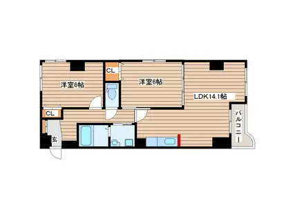 アロッジオS(2LDK/4階)の間取り写真