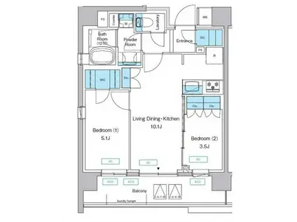 プレディアコート三軒茶屋(2LDK/4階)の間取り写真