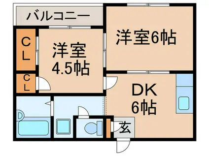 ヒルズペガサス(2DK/2階)の間取り写真