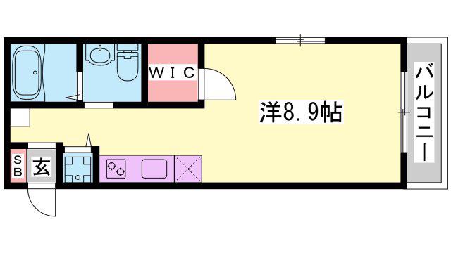 ヴィアノ緑が丘 ウエスト(1K/2階)の間取り写真
