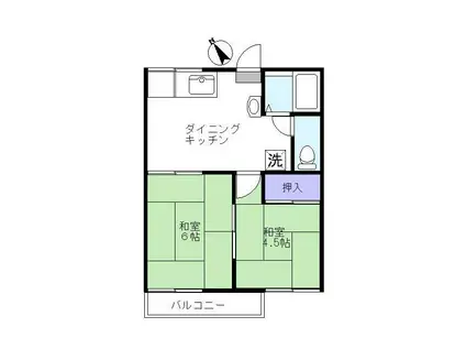 ファミーユ玉川A棟(2DK/1階)の間取り写真