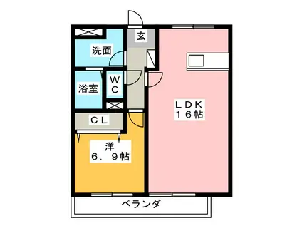 アルフレール(1LDK/2階)の間取り写真