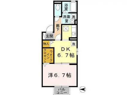 クレベール眞(1DK/1階)の間取り写真