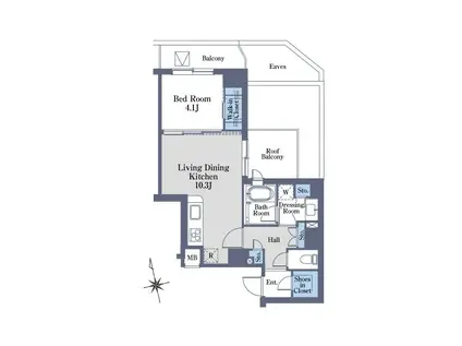 ラクレ神楽坂(1LDK/6階)の間取り写真