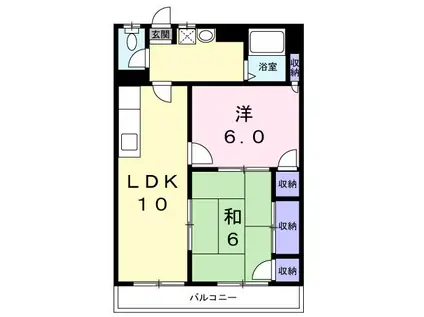 プラムメゾン小松原(2LDK/3階)の間取り写真