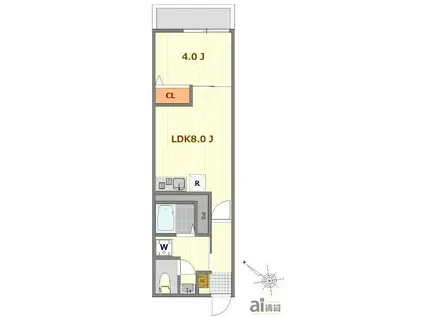 アリビオ上福岡(1LDK/3階)の間取り写真