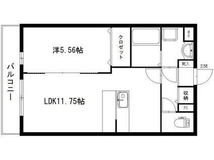 ハイトレイン(1LDK/2階)の間取り写真