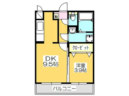 PURE STAGE(1DK/3階)の間取り写真