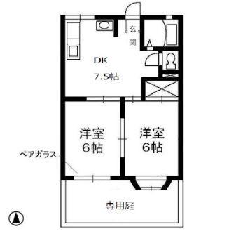 サンハイツ東塚(2DK/1階)の間取り写真