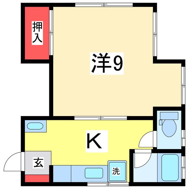 コーポフルール(1K/1階)の間取り写真